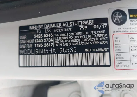 2017 Mercedes-Benz Cls 550 4Matic z USA, uszkodzony, nr VIN WDDLJ9BB5HA198535